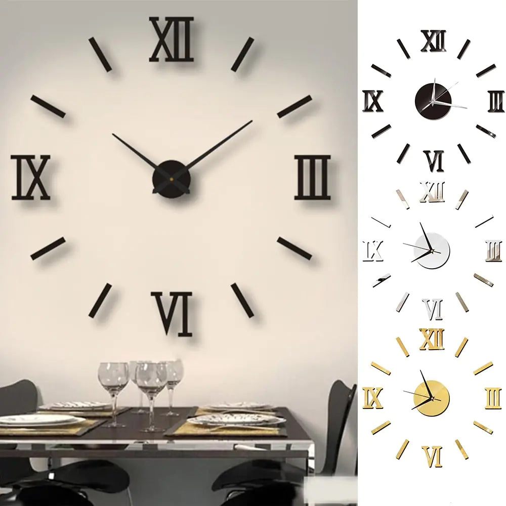 3D Acrylic Roman Numeral Wall Clock